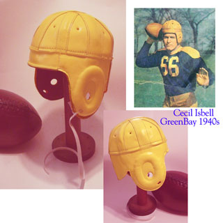 Green Bay packer leather football helmet