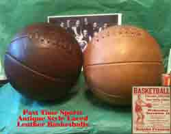 laced leather basketball