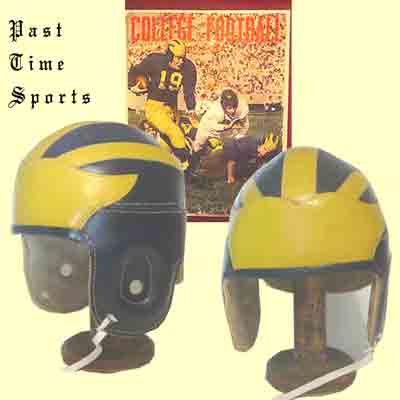 Michigan leather football helmet