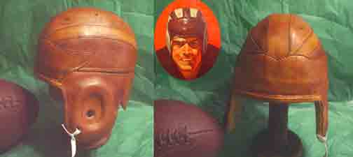 Michigan leather football helmet style