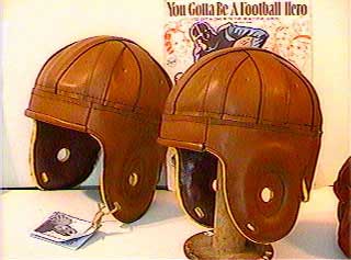 Rust read Grange style leather football helmet